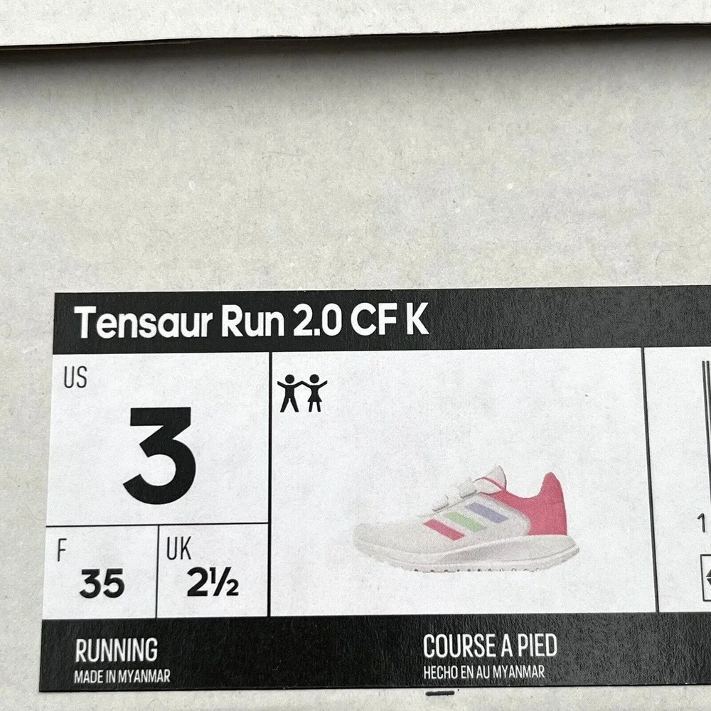 Adidas Youth Girls Running Shoes Size 3 White Multi Lightweight Comfort Sneakers